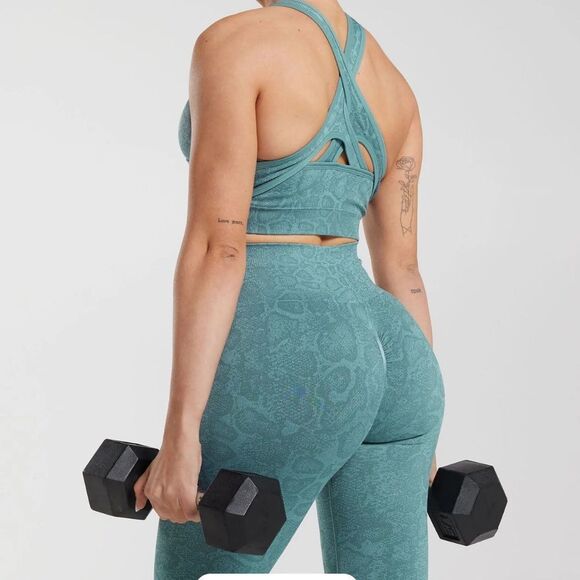 Gymshark ADAPT CAMO SEAMLESS LEGGINGS Size Small Iceburg‎ Blue/Thunder Blue NWT - Picture 3 of 7